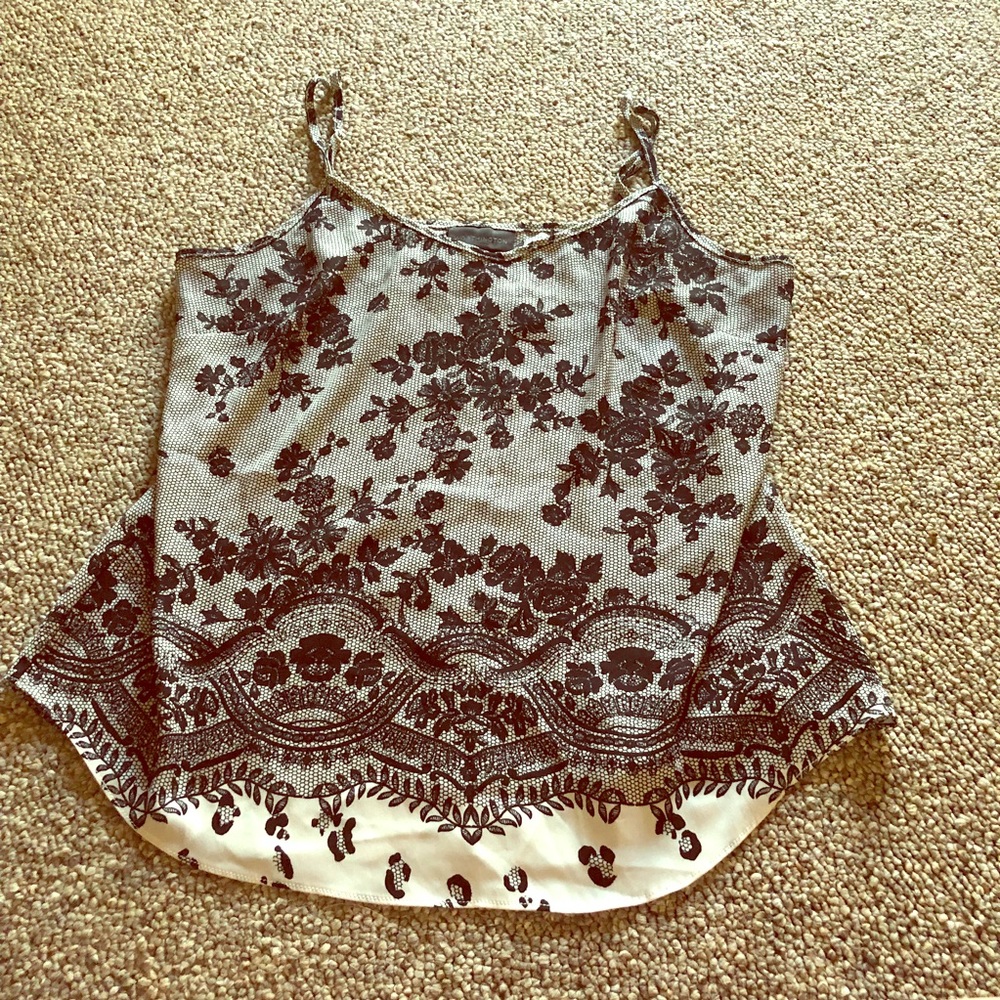 Lace print silky tank